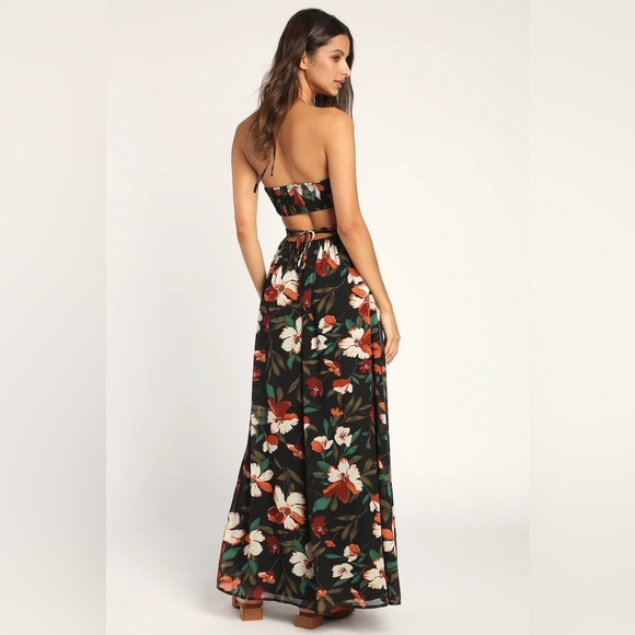 NWT Lulus Tropical Print Halter Cutout Maxi Dress - Picture 2 of 7